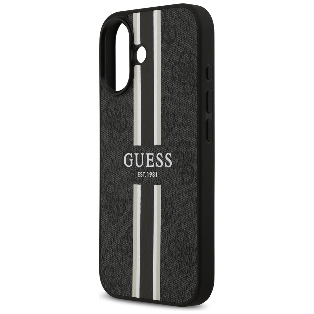 Husa de protectie Guess Hardcase 4G Printed Stripes MagSafe (GUHMP17SP4RPSK) compatibil cu iPhone 17, Negru
