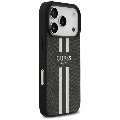 Husa de protectie Guess Hardcase 4G Printed Stripes MagSafe (GUHMP17LP4RPSK) compatibil cu iPhone 17 Pro, Negru