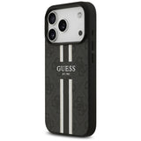Husa de protectie Guess Hardcase 4G Printed Stripes MagSafe (GUHMP17LP4RPSK) compatibil cu iPhone 17 Pro, Negru