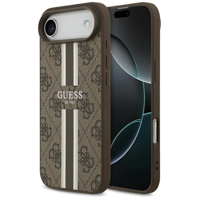 Husa de protectie Guess Hardcase 4G Printed Stripes MagSafe (GUHMP17MP4RPSW) compatibil cu iPhone 17 Air, Maro