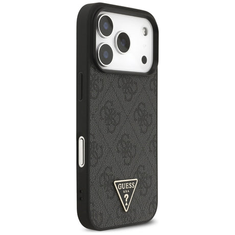 Husa de protectie Guess Hardcase 4G Triangle Logo MagSafe with Cord Strap (GUHMP17LP4TSDPPSK) compatibil cu iPhone 17 Pro, Negru