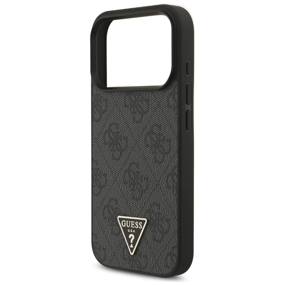 Husa de protectie Guess Hardcase 4G Triangle Logo MagSafe with Cord Strap (GUHMP17LP4TSDPPSK) compatibil cu iPhone 17 Pro, Negru
