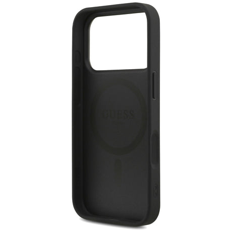 Husa de protectie Guess Hardcase 4G Triangle Logo MagSafe with Cord Strap (GUHMP17XP4TSDPPSK) compatibil cu iPhone 17 Pro Max, Negru