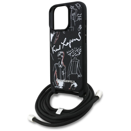 Husa de protectie Karl Lagerfeld Saffiano MagSafe Crossbody (KLHCP16LPGGRMPCK) compatibil cu iPhone 16 Pro, Negru