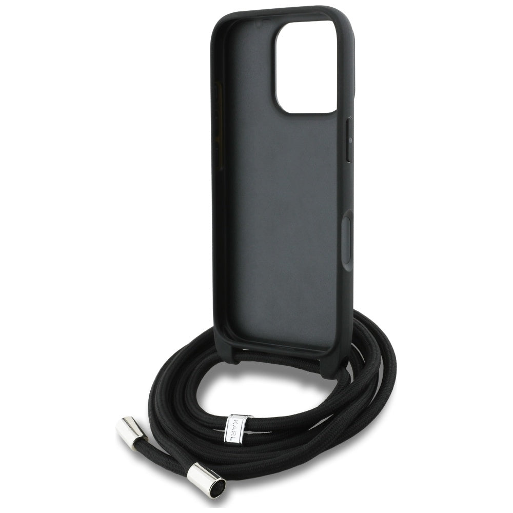 Husa de protectie Karl Lagerfeld Saffiano MagSafe Crossbody (KLHCP16LPGGRMPCK) compatibil cu iPhone 16 Pro, Negru