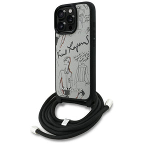 Husa de protectie Karl Lagerfeld Saffiano MagSafe Crossbody (KLHCP16XPGGRMPCG) compatibil cu iPhone 16 Pro Max, Gri