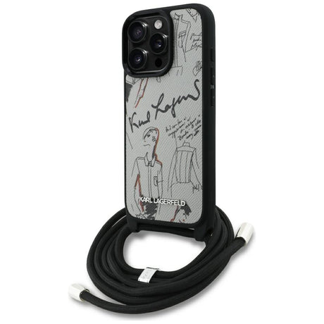 Husa de protectie Karl Lagerfeld Saffiano MagSafe Crossbody (KLHCP16XPGGRMPCG) compatibil cu iPhone 16 Pro Max, Gri