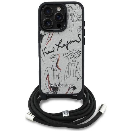 Husa de protectie Karl Lagerfeld Saffiano MagSafe Crossbody (KLHCP16XPGGRMPCG) compatibil cu iPhone 16 Pro Max, Gri