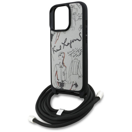 Husa de protectie Karl Lagerfeld Saffiano MagSafe Crossbody (KLHCP16XPGGRMPCG) compatibil cu iPhone 16 Pro Max, Gri