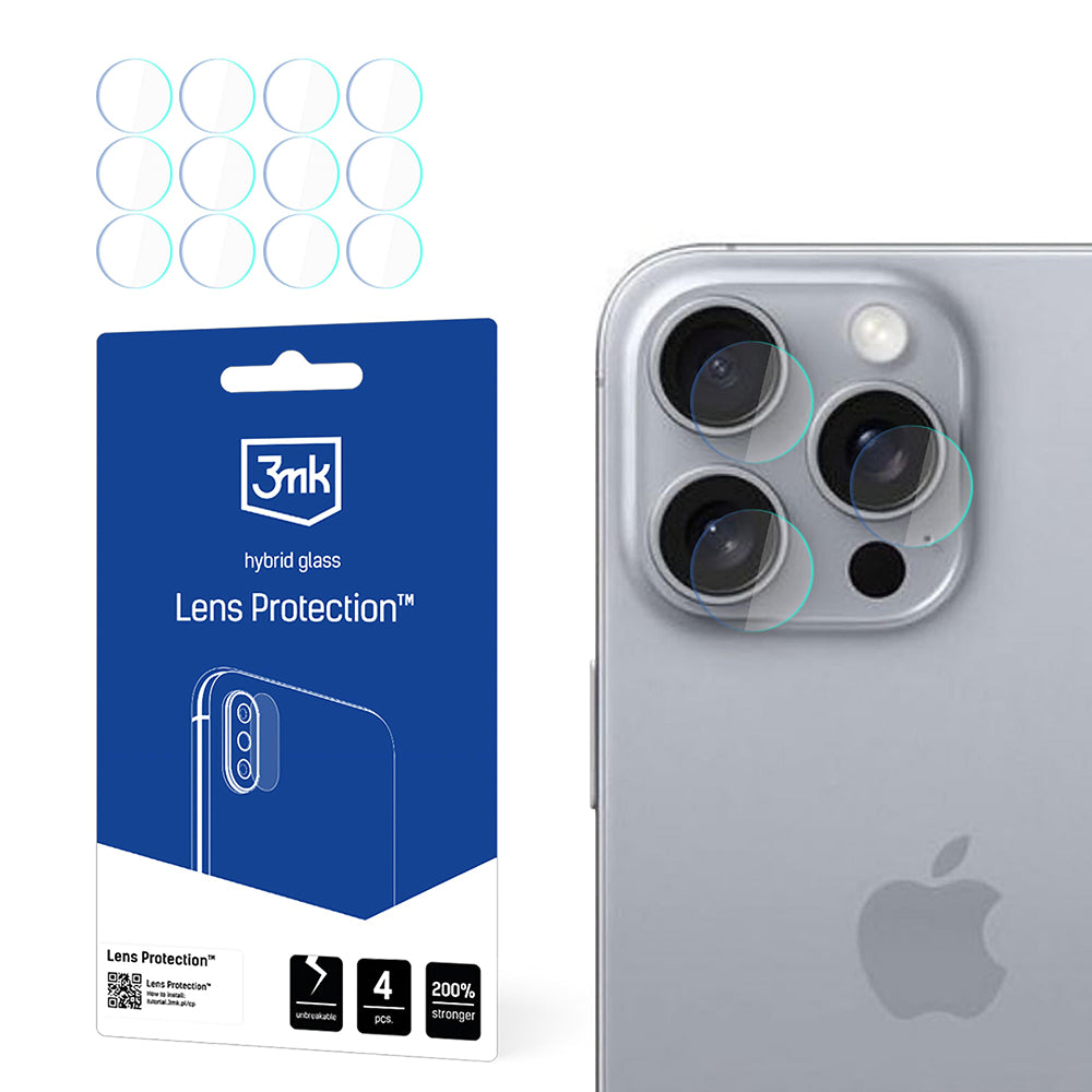 Folie de protectie 3mk Lens Protection (set de 4) compatibil cu iPhone 16 Pro, Transparent