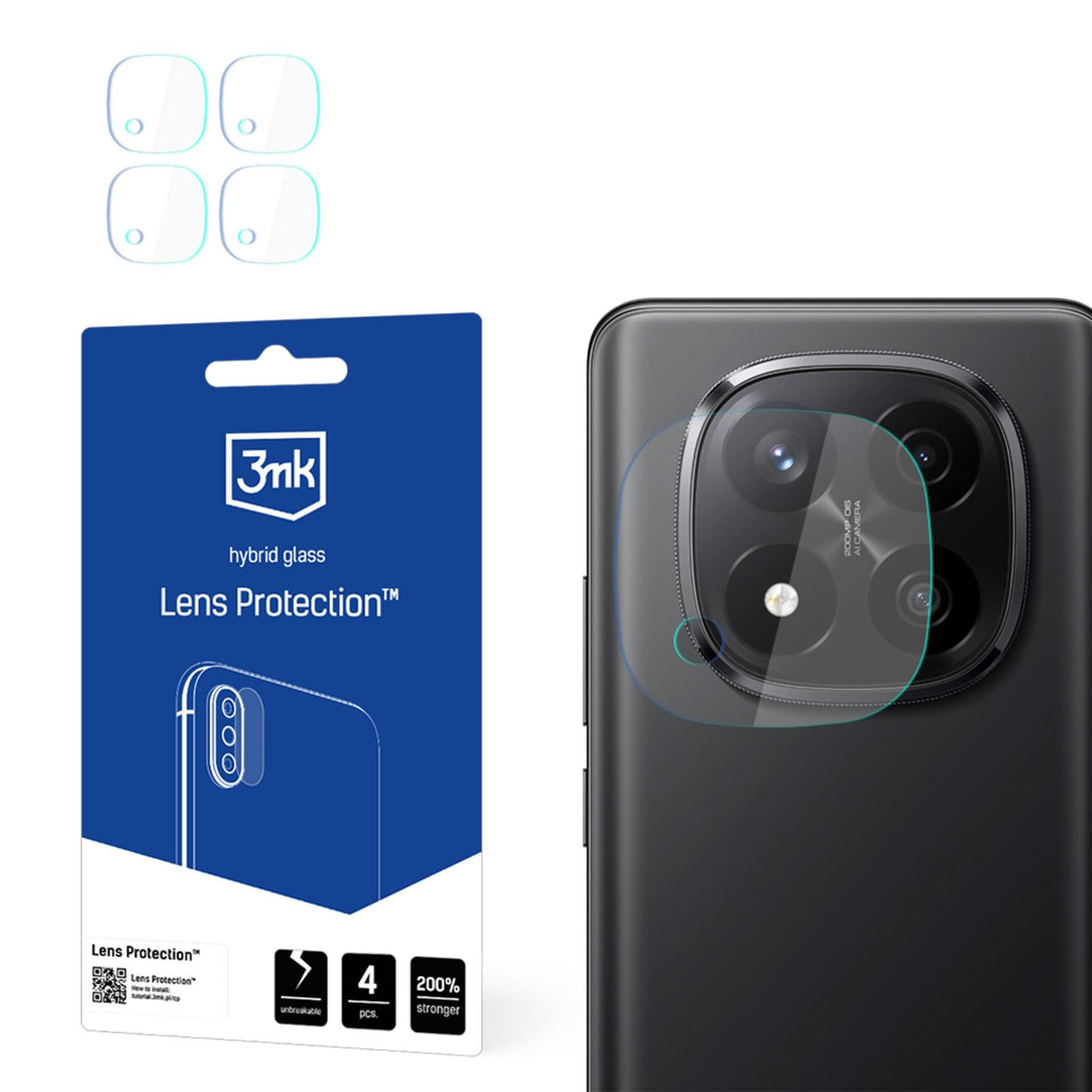 Folie de protectie 3mk Lens Protection (set de 4) compatibil cu Xiaomi Redmi Note 14 Pro+ 5G, Transparent