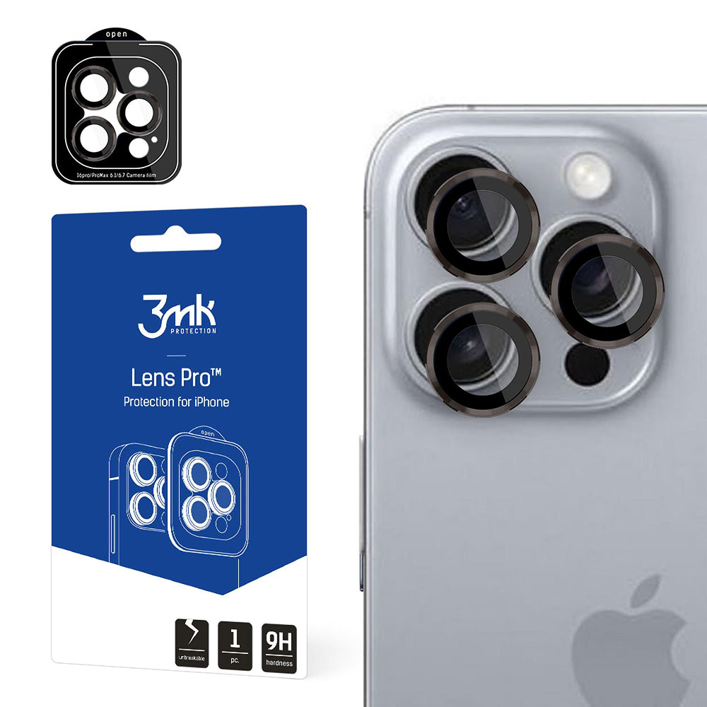 Folie de protectie 3mk Lens Protection Pro compatibil cu iPhone 16 Pro / iPhone 16 Pro Max, Titanium Grey