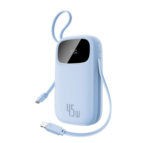 Baterie externa Baseus EnerFill FC31 Qpow 3 (E0028C03), USB-C/Lightning Cables, 10000mAh, 45W, Digital Display, Galaxy Blue