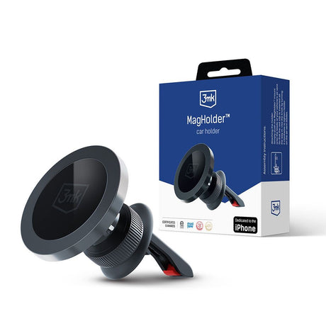 Suport 3mk Magnetic MagHolder, for Air Vent, iPhone, MagSafe Technology, 16 Magnets, Negru