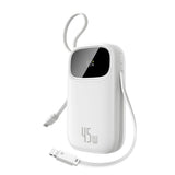 Baterie externa Baseus EnerFill FC31 Qpow 3 (E0028C01), USB-C/Lightning Cables, 10000mAh, 45W, Digital Display, Moon White