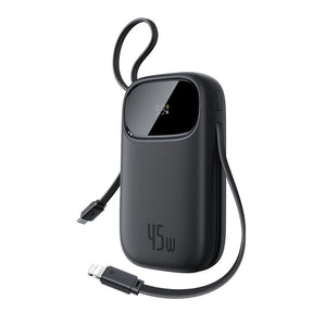 Baterie externa Baseus EnerFill FC31 Qpow 3 (E0028C00), USB-C/Lightning Cables, 10000mAh, 45W, Digital Display, Negru Cosmic