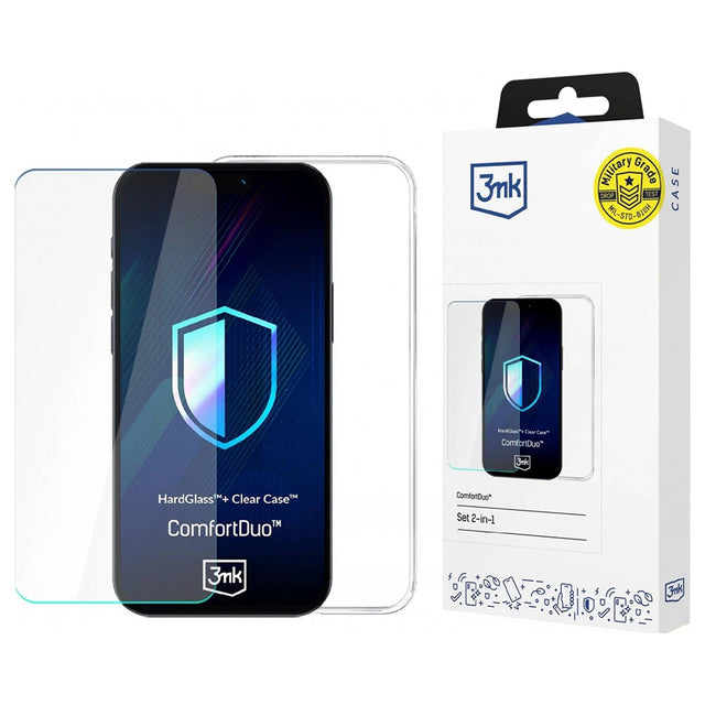 Folie de protectie 3mk ComfortDuo Glass + Case compatibil cu iPhone 16 Pro, Transparent