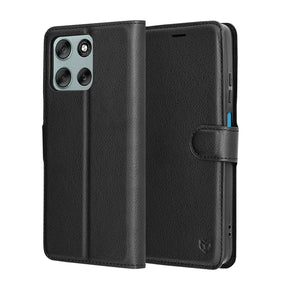 Husa de protectie Techsuit Leather Folio compatibil cu Motorola Moto G56, Negru
