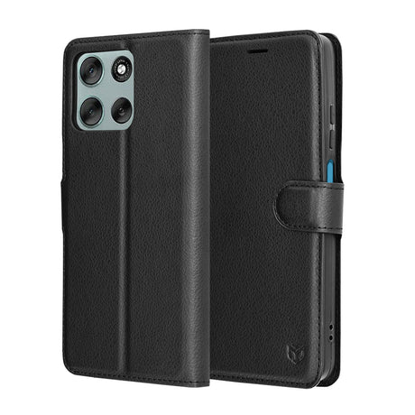 Husa de protectie Techsuit Leather Folio compatibil cu Motorola Moto G56, Negru
