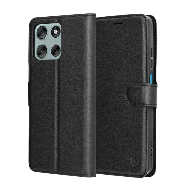 Husa de protectie Techsuit Leather Folio compatibil cu Motorola Moto G56, Negru