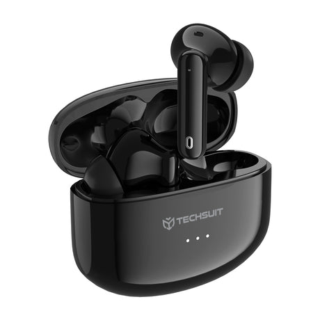 Casti Wireless, In-ear, 300mAh, USB-C, Tehnologie ANC, Control Tactil - Techsuit Audira Pro (CW1) - Black