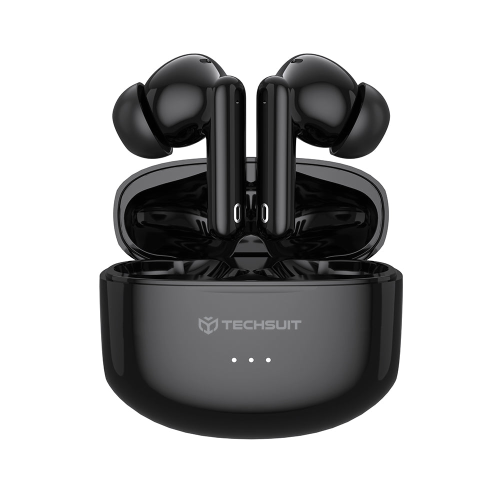 Casti Wireless, In-ear, 300mAh, USB-C, Tehnologie ANC, Control Tactil - Techsuit Audira Pro (CW1) - Black