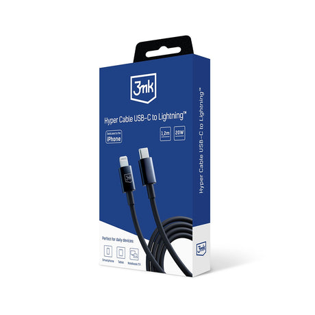 Cablu 3mk Hyper, USB-C to Lightning, 20W, 5A, 1.2m, Negru
