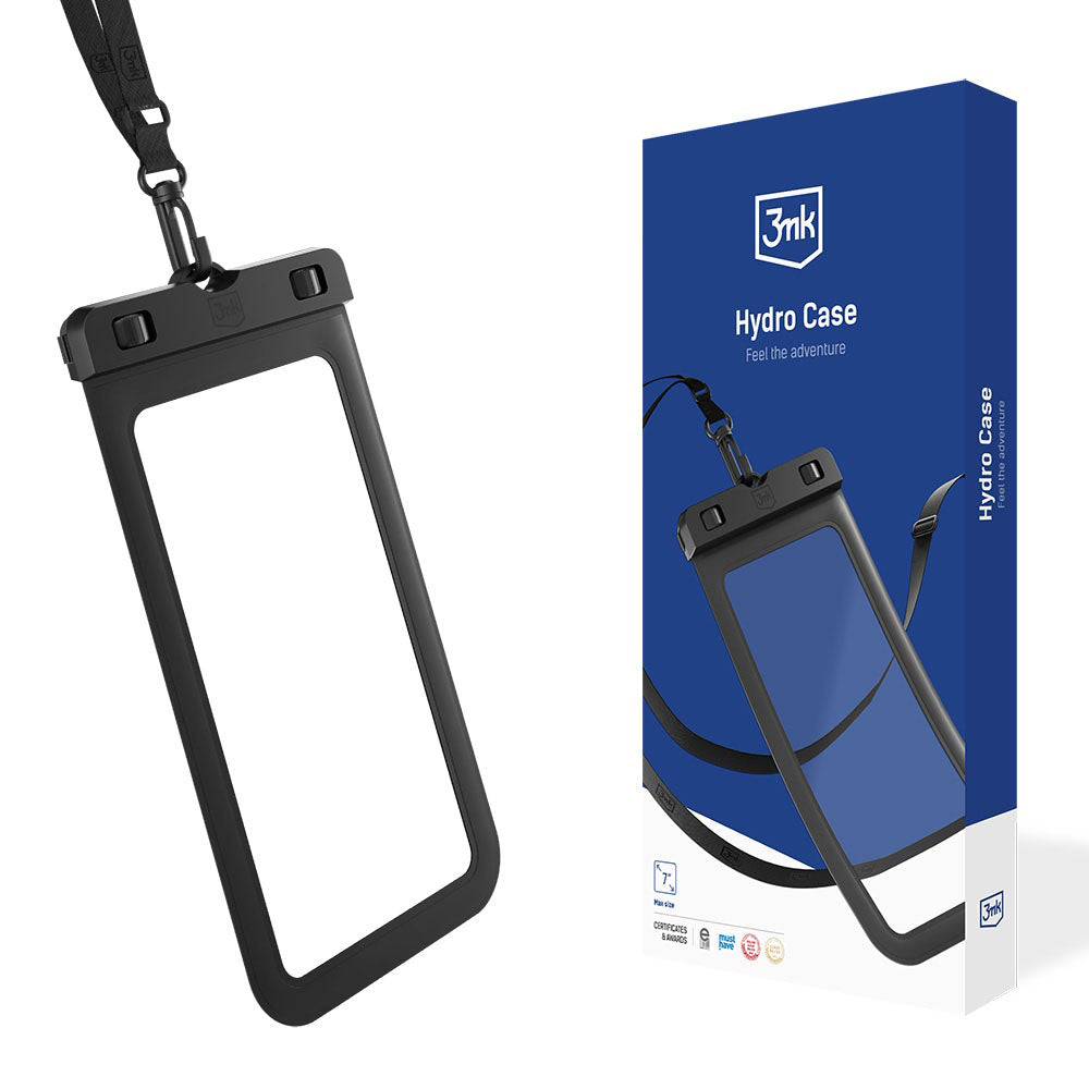 3mk Waterproof Case Hydro, PVC + ABS, Universal, IPX8, Up to 7", Negru