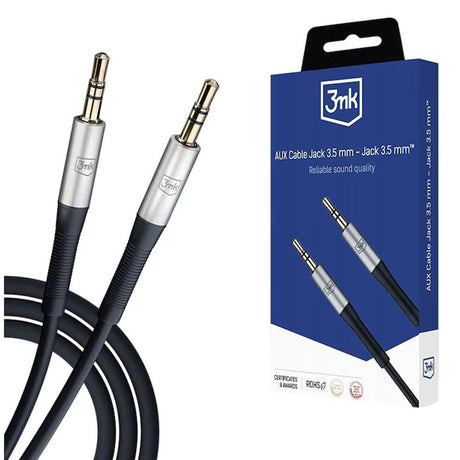 Adaptor 3mk Audio Cable, 2x mini Jack 3.5mm, Aluminum + Silicone, 1m, Negru