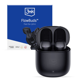 Casti 3mk Wireless FlowBuds, Bluetooth V5.3, Hi-Fi Sound Quality, Passive Noise Cancellation, Touch Control, Negru