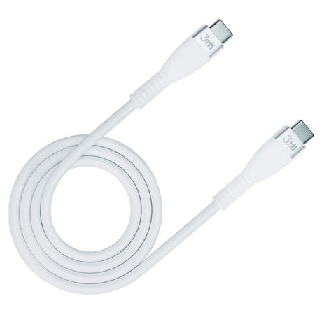 Cablu 3mk Hyper Silicone, USB-C to USB-C, 60W, 3A, 1m, Alb