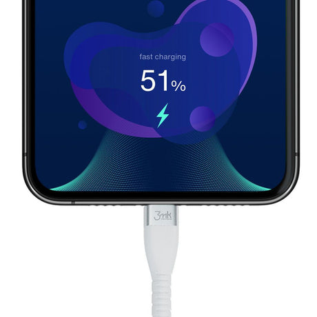 Cablu 3mk Hyper Silicone, USB-C to USB-C, 60W, 3A, 1m, Alb