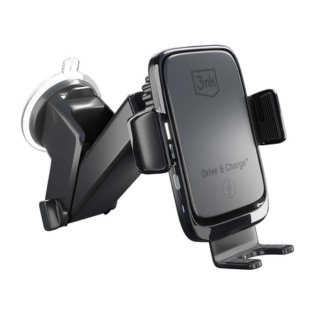 Suport 3mk with Wireless Charging Drive & Charge, for Dashboard/Windscreen/Air Vent, Automatic Adjustment, 15W, Negru