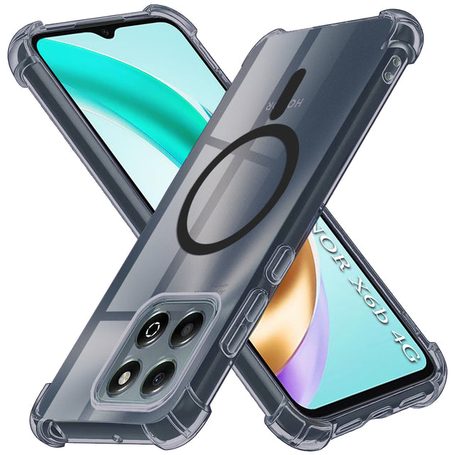 Husa de protectie Techsuit Shockproof Clear Silicone MagSafe compatibil cu Honor X6b, Negru Fumuriu