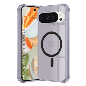 Husă Techsuit Shockproof Clear Silicone MagSafe pentru Google Pixel 9 Pro, negru fumuriu