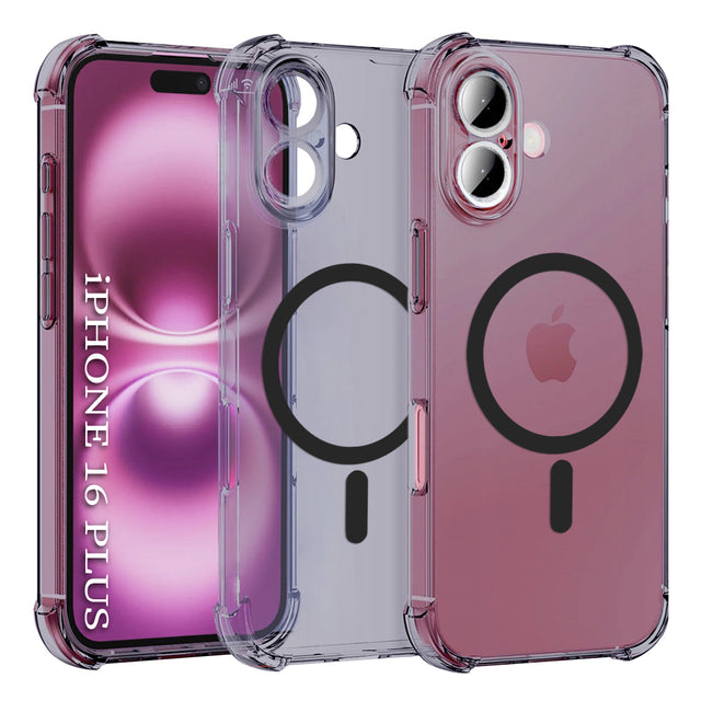 Husa de protectie Techsuit Shockproof Clear Silicone MagSafe compatibil cu iPhone 16 Plus, Negru Fumuriu