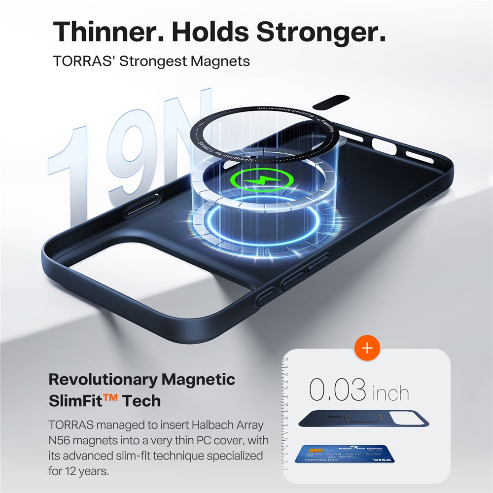 Husa de protectie Torras SlimFit MagSafe Series compatibil cu iPhone 17 Pro, Transparent