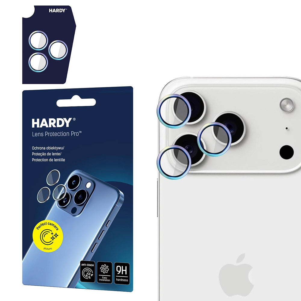 Folie de protectie 3mk Hardy Lens Protection Pro compatibil cu iPhone 17 Pro / iPhone 17 Pro Max, Curcubeu