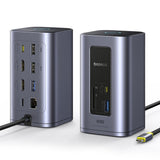 Hub Baseus NU1 Air Spacemate (B00568103813-00), USB-C, 2x HDMI / 3x USB-C / 4x USB / RJ45 / SD-TF, Gri