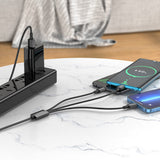Cablu Borofone (BX72 3-in-1), USB-A to Micro-USB, Type-C, Lightning, Universal, 2A, 1m, Negru