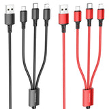 Cablu Borofone (BX72 3-in-1), USB-A to Micro-USB, Type-C, Lightning, Universal, 2A, 1m, Negru