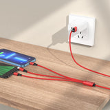 Cablu Borofone (BX72 3-in-1), USB-A to Micro-USB, Type-C, Lightning, Universal, 2A, 1m, Negru