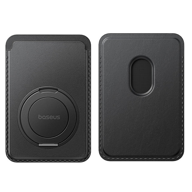 Suport Baseus Magnetic Wallet Stand MagPro 3 (P70385000123-00), Up to 3 Cards, 360° Stand Rotation, RFID-Blocking, Negru Cosmic