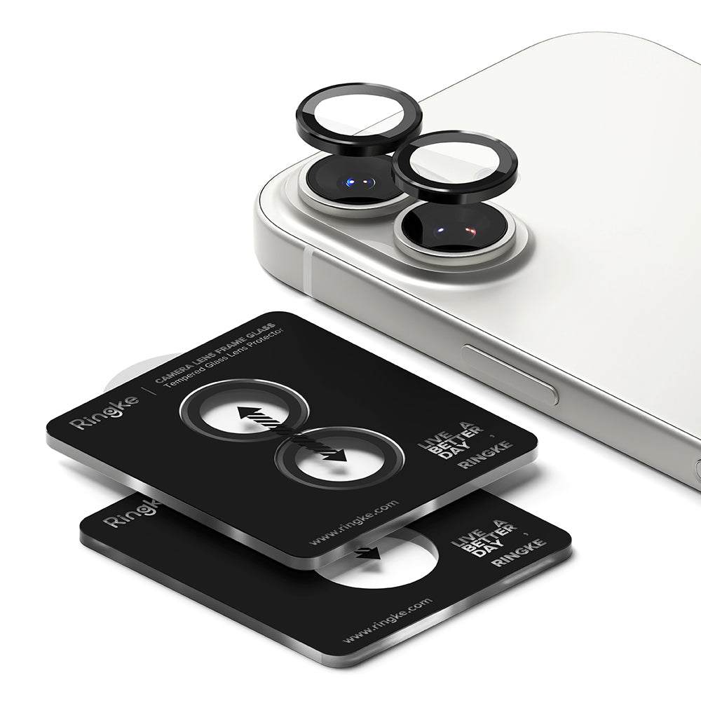 Folie de protectie Ringke Camera Lens Frame Glass (set de 2) compatibil cu iPhone 17, Negru