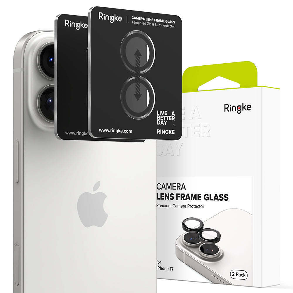 Folie de protectie Ringke Camera Lens Frame Glass (set de 2) compatibil cu iPhone 17, Negru