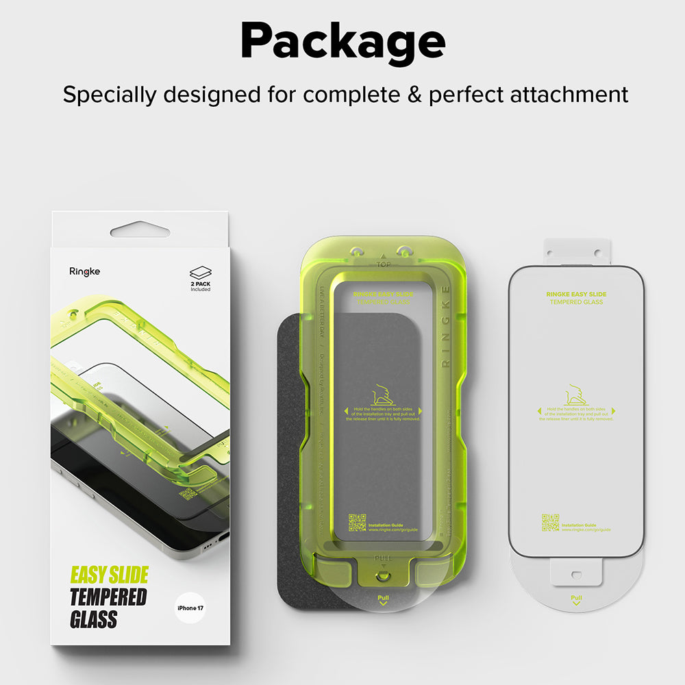 Folie de protectie Ringke Easy Slide Tempered Glass (set de 2) compatibil cu iPhone 17, Transparent