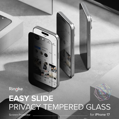 Folie de protectie Ringke Easy Slide Privacy Tempered Glass (set de 2) compatibil cu iPhone 17 Air, Negru