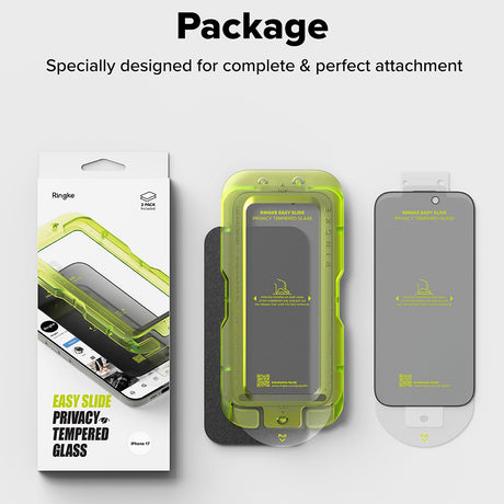 Folie de protectie Ringke Easy Slide Privacy Tempered Glass (set de 2) compatibil cu iPhone 17 Air, Negru