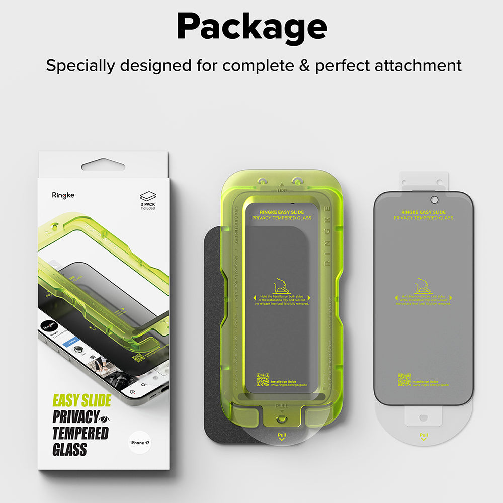 Folie de protectie Ringke Easy Slide Privacy Tempered Glass (set de 2) compatibil cu iPhone 17 Pro, Negru