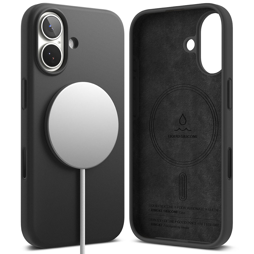 Husa de protectie Ringke Silicone Magnetic MagSafe compatibil cu iPhone 17, Negru